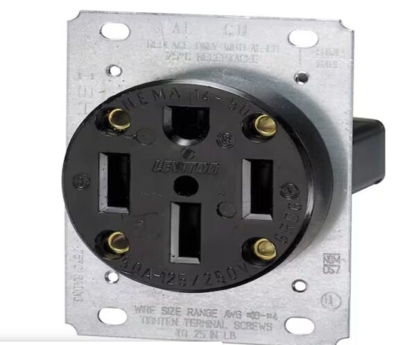 Leviton 50 Amp Flush Mount Shallow Single Outlet, Black | EZ Auction