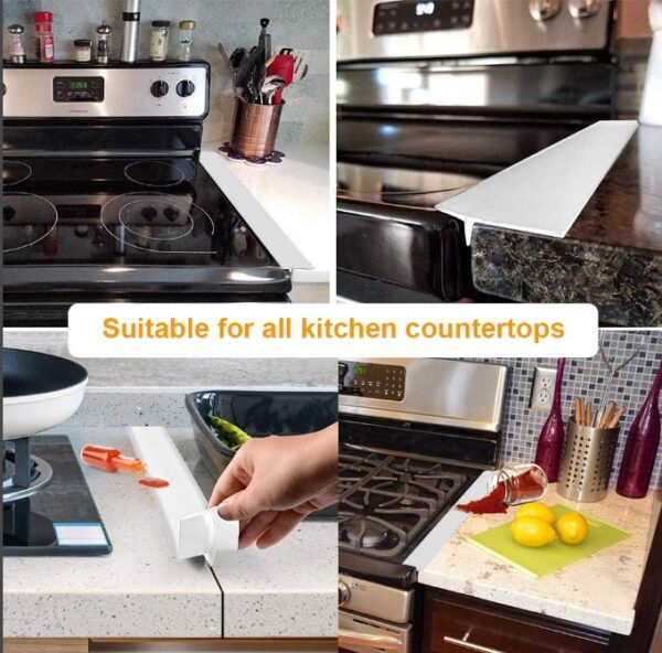 Kitchen Silicone Stove Counter Gap Cover with Heat Resistant Wide & Long Gap Filler Used for Protect Gap Filler Sealing Spills in Kitchen Counter, Stovetops2 Pack, White, 21 Inch） | EZ Auction