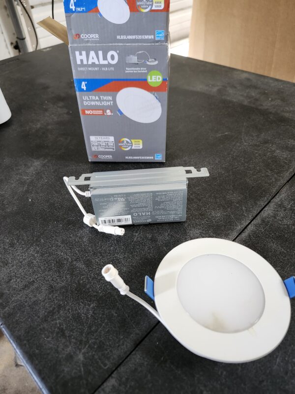 HALO HLBSL 4 in. Adjustable CCT Canless IC Rated Dimmable Indoor, Outdoor Integrated LED Recessed Light Kit | EZ Auction