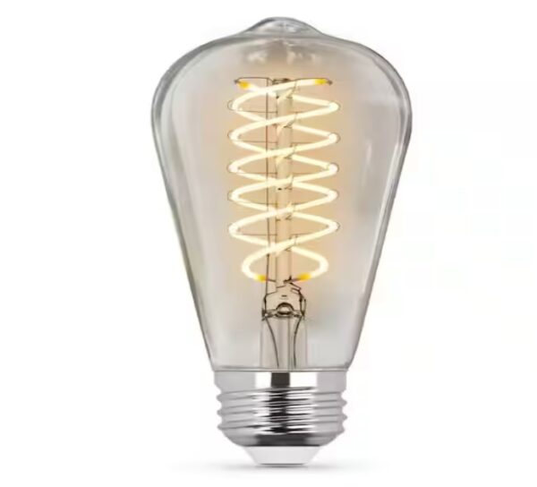 Feit Electric 60-Watt Equivalent ST19 Dimmable Spiral Filament Clear Glass E26 Vintage Edison LED Light Bulb, Bright White | EZ Auction