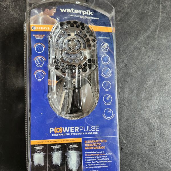 "Waterpik PowerPulse 9-Spray Wall Mount Handheld Shower Head 1.8 GPM in Chrome" | EZ Auction