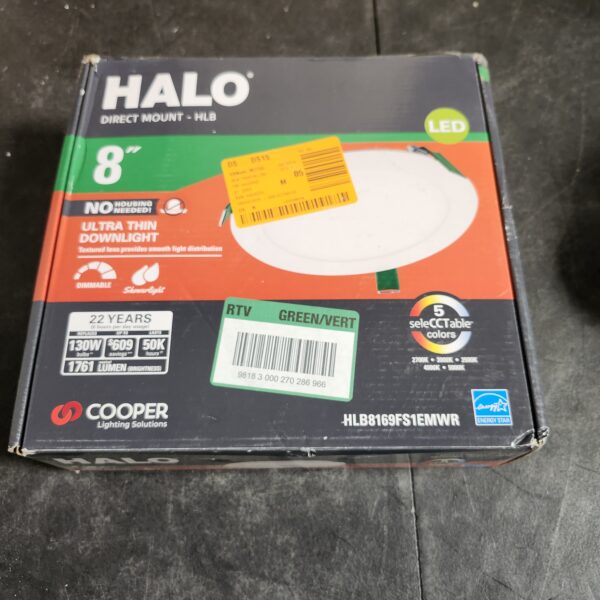 "HALO HLB 8 in. Adjustable CCT Canless IC Rated Dimmable Indoor, Outdoor Integrated LED Recessed Light Kit" | EZ Auction