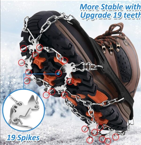 1 PCS* WIN.MAX Crampons for Shoes, Traction Cleats Ice Snow Grips with 19 Stainless Steel Spikes, Shoe Talons Anti - Slip Boots Spikes for Walking, Jogging, Climbing and Hiking | EZ Auction