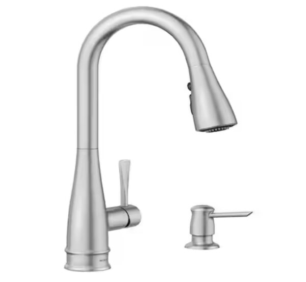 MOEN Birchfield Single-Handle Pull-Down Sprayer Kitchen Faucet with Reflex and PowerBoost in Spot Resist Stainless | EZ Auction