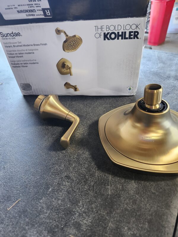 KOHLER Sundae Single-Handle 3-Spray Tub and Shower Faucet 1.75 GPM in Vibrant Brushed Moderne Brass (Valve Included) | EZ Auction