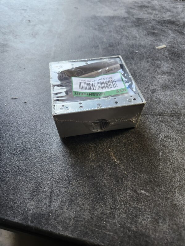 Commercial Electric 2-Gang Metallic Weatherproof Box with (3) 3/4 in. Holes, Gray | EZ Auction