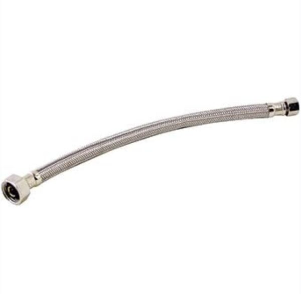 12 inch Steel-Flex Braided Faucet Connector, 1/2 Inch FIP x 3/8 Inch Compression, Stainless Steel Faucet Supply Line, 48003 | EZ Auction