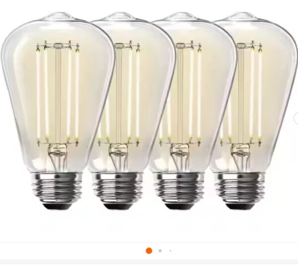 Feit Electric 100-Watt Equivalent ST19 Dimmable Straight Filament Clear Glass E26 Vintage Edison LED Light Bulb, Bright White (4-Pack) | EZ Auction