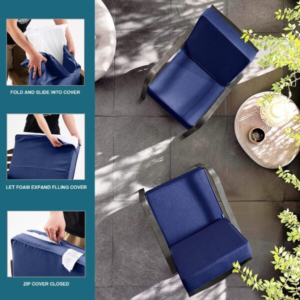 ARTPLAN Outdoor Deep Seat Slipcovers,Patio Seat Back Covers Only 24x24x6 18x24 Olefin,Square Outdoor Cushion Cover, for Patio Funiture,Navy Blue | EZ Auction