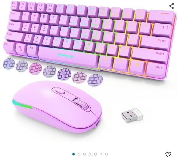 IMAGE FOR REFERENCE COLOR PINK Wireless Keyboard and Mouse Combo-Rainbow RGB Backlit 2.4GHz Mechanical Gaming Keyboard, 61 Keys Anti-ghosting Compact Quiet Mouse Keyboard for Windows Laptop PC Mac Gamer(PINK) | EZ Auction