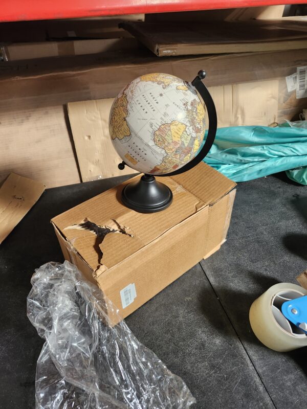 Earth Globe for Desk & Office Decor 6-inch - Classy Desktop World Rotating Globe with Stand - Perfect for Bookshelf, and Table - Unique Men's Office Decor and Gifts - Light Brown-Black | EZ Auction