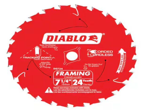 *** USED ***DIABLO 7-1/4in. x 24-Teeth Tracking Point Framing Saw Blade for Wood | EZ Auction