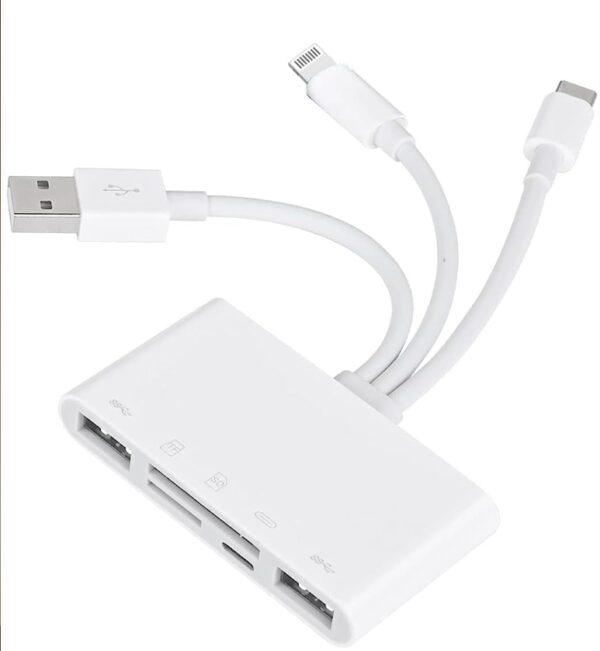 [Apple MFi Certified] 5-in-1 Memory Card Reader, iPhone/iPad USB OTG Adapter & SD Card Reader, USB C and USB A Devices with Micro SD & SD Card Slots, SDHC/SDXC/MMC, Plug and Play for iOS and Android | EZ Auction