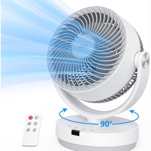 Air Circulator Fan for Bedroom, 13Inch 28dB Quiet Table Fan with 3 Speed, Remote Control, 90° Oscillating Fan with 7H Timer, 120° Adjustable Tilt, Powerful Desk Fan for Whole Room Home Office | EZ Auction