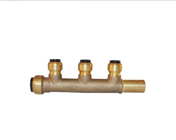 (PACK 4) 3/4 in. Brass Push-To-Connect Inlet x 3/4 in. CTS Stem 3-Port Open Manifold (with 1/2 Brass Push-To-Connect Outlets | EZ Auction