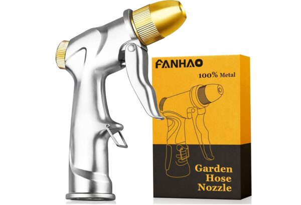 FANHAO Upgraded Garden Hose Nozzle Sprayer, 100% Heavy Duty Metal Handheld Water Nozzle High Pressure in 4 Spraying Modes for Hand Watering Plants and Lawn, Car Washing, Patio and Pet | EZ Auction