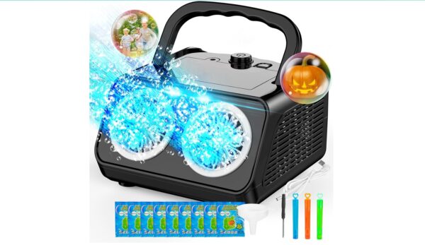 SHCKE Automatic Bubble Machine Upgrade Bubble Blower with 2 Fans, 20000+ Bubbles Per Minute Bubbles for Kids Portable Bubble Maker Operated by Plugin or Batteries for Indoor Outdoor Birthday Party | EZ Auction