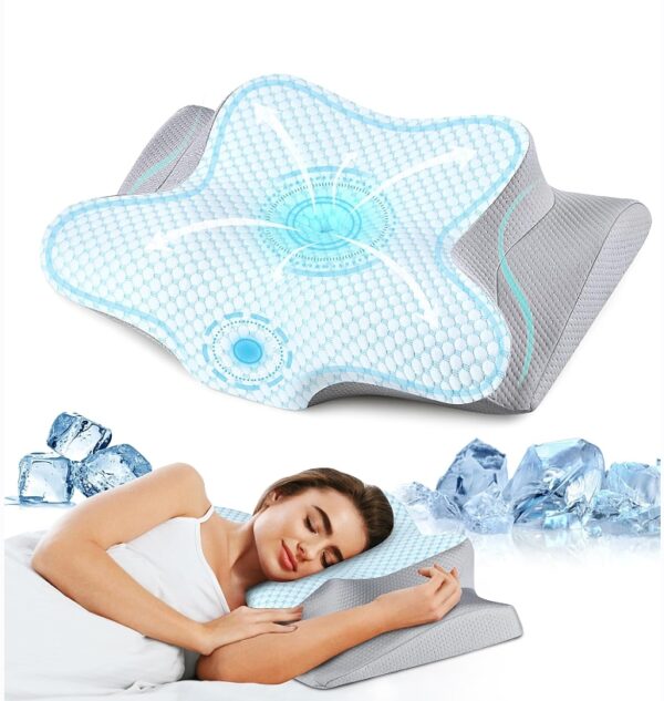 Neck Pillow Cervical Memory Foam Pillows for Pain Relief Sleeping, Contour Pillow for Shoulder Pain, Ergonomic Orthopedic Bed Pillow for Side, Back & Stomach Sleepers with Breathable Pillowcase | EZ Auction