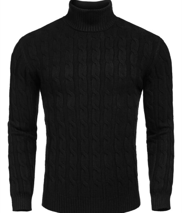 *** SIZE L *** COOFANDY Men's Slim Fit Turtleneck Sweater Casual Twisted Knitted Pullover Sweaters | EZ Auction