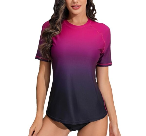 *** SIZE M *** Halcurt Women Short Sleeve Rash Guard Swimwear Built in Bra Swim Shirt UPF50 Sun Protection Quick Dry Swimsuit Top | EZ Auction