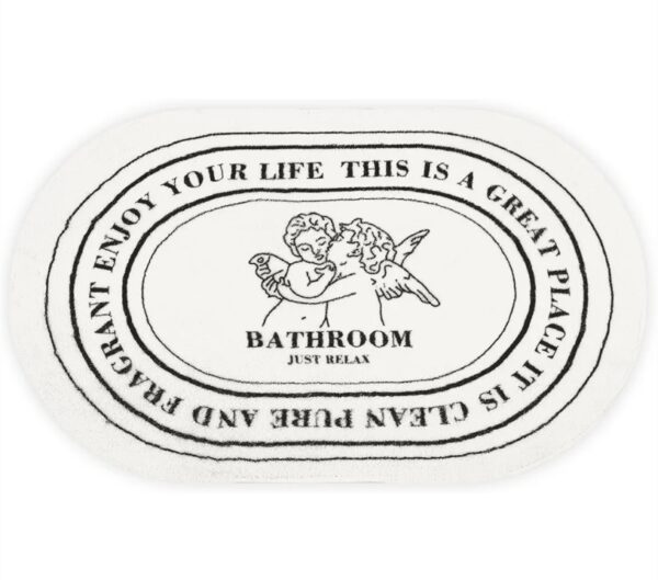 *** USED *** Bathroom Rugs,25x17.5inch Soft Black White Bath Mat Non-Slip Absorbent Shower Bathroom Rugs Machine Washable Bathtub Mat Cute Angel Bath Mat for Bathroom Floor (angle baby-A) | EZ Auction