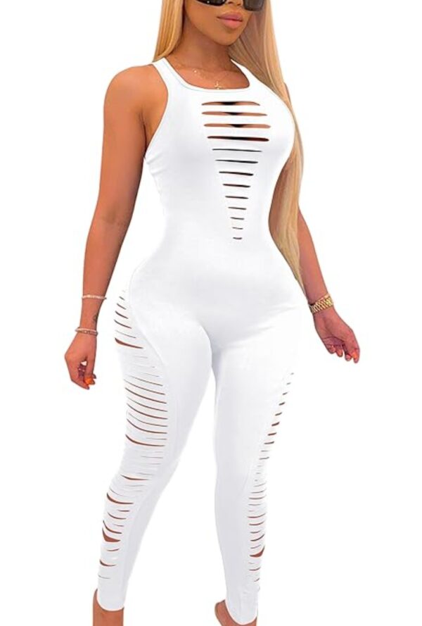 SIZE M* Women's Sexy Hollow Out 1 Piece Outfits See Through Bodycon Long Sleeve Top High Waist Legging Pant Tracksuits Set | EZ Auction