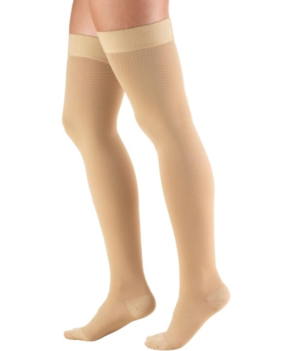 Truform 20-30 Mmhg Compression Stockings for Men & Women, Thigh High Length, Dot Top, Closed Toe, Beige, Medium | EZ Auction