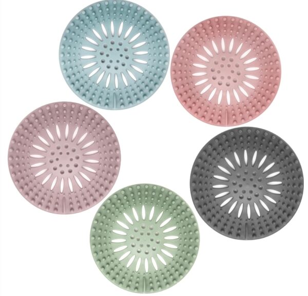 Hair Catcher Shower Drain Covers Protector Silicone Bathtub Hair Stopper Easy to Install and Clean Suit for Bathroom Tub Shower and Sink, 5 Pack | EZ Auction