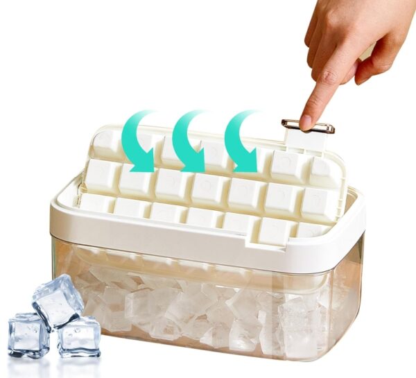 Ice Cube Tray with Lid and Bin,Flip Out Ice,Large CapacityIncludes Ice Scoop,Ideal for Whiskey,Cocktail,Juice | EZ Auction