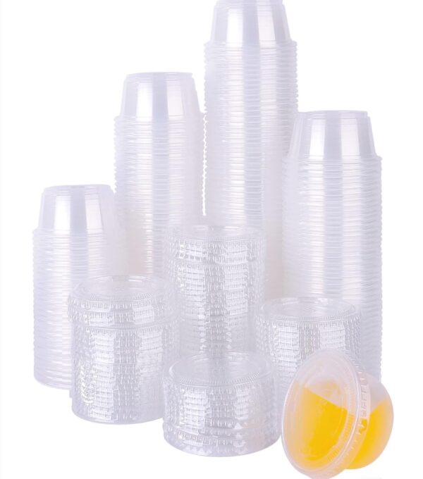 TashiBox 100 Piece Clear Plastic Jello Shot Cups | 2 oz | Souffle Cups | EZ Auction