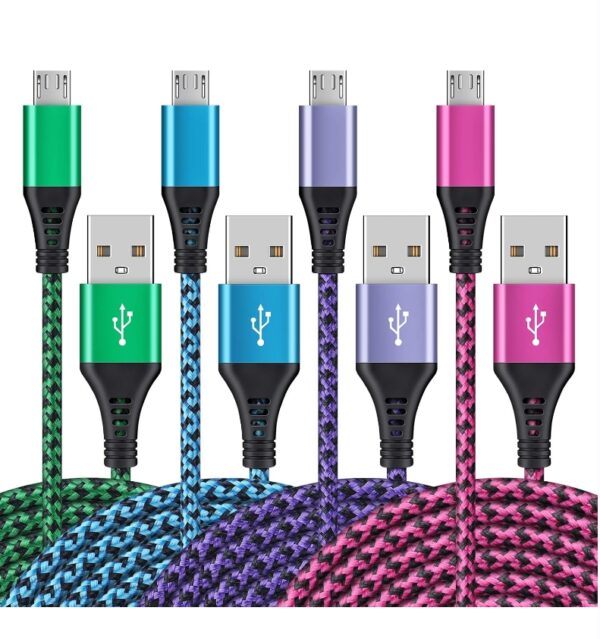 ***A CABLE IS MISSING ***Micro USB Cables [4Pack/6Ft] AILKIN Android USB 2.0A Male to Micro B Charger Cord, Fast Charging Speed Data Wire Nylon Colored Braided Powerline Cable for Samsung Galaxy S7 S6 J7 J3 J8 A01 Kindle Fire | EZ Auction