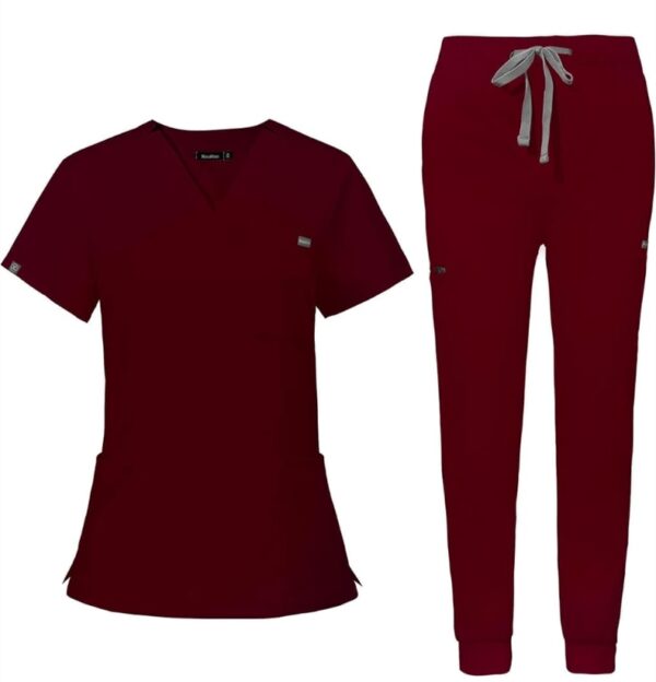 *** ILLUSTRATIVE IMAGE SIZE LWomen Scrubs Top with Classic V-Neck & Yoga Jogger Pants Medical Nursing Uniform Scrub Set | EZ Auction