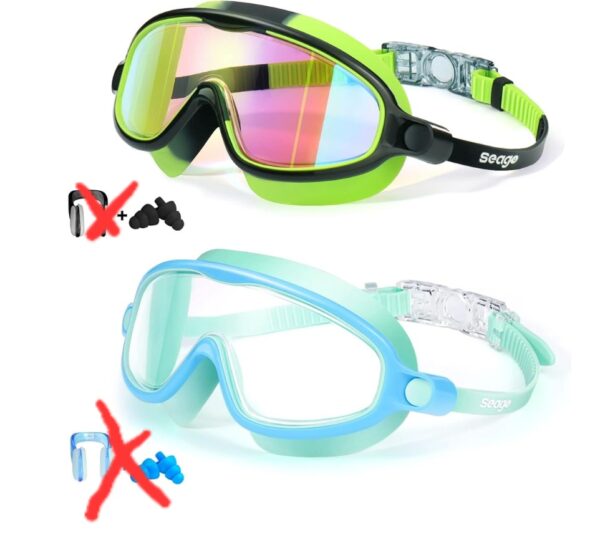 Seago Swim Goggles 2 Pack Anti-Fog Anti-UV Wide View Swimming Goggles for Kids 3-15 | EZ Auction