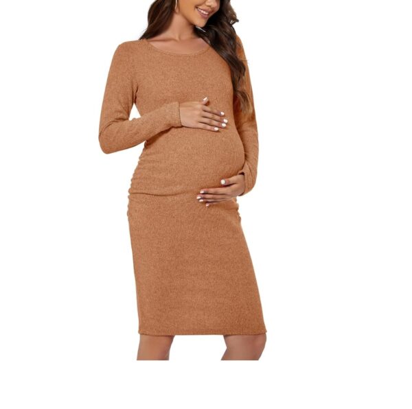 (L)Smallshow Women's Knit Maternity Dress Long Sleeve Pregnancy Clothes | EZ Auction