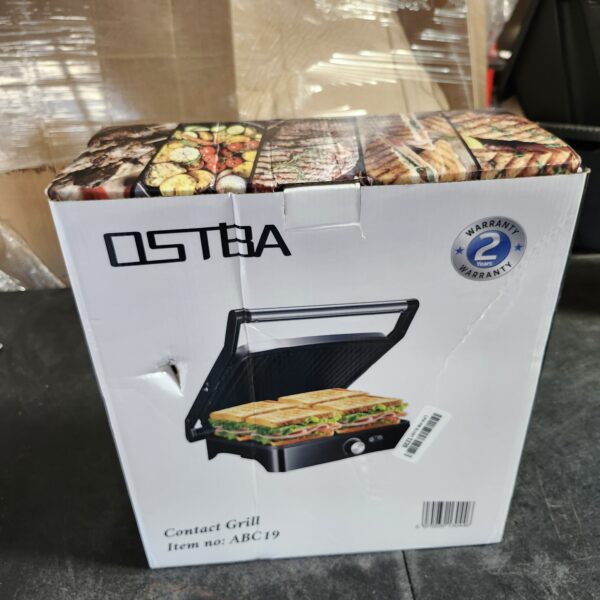 OSTBA Panini Press Grill Indoor Sandwich Maker with Temperature Setting, 4 Slice Large Non-stick Versatile Grill, Opens 180 Degrees to Fit Any Type or Size of Food, Removable Drip Tray, 1200 W | EZ Auction