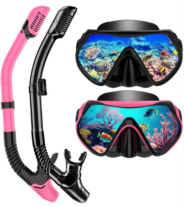 Snorkeling Gear for Adults, Dry-Top Snorkel Set Scuba Diving mask, 180°Panoramic Wide View Professional Snorkeling Gear Breathing Freely Snorkel Mask | EZ Auction