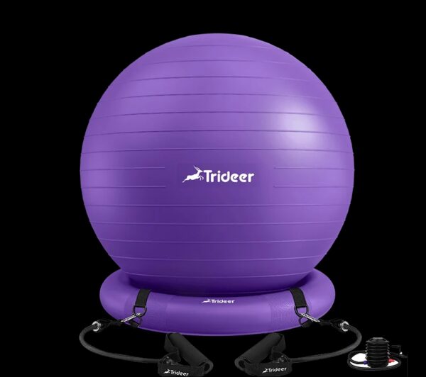 *** MISSING ACCESSORIES *** Trideer Ball Chair Yoga Ball Chair Exercise Ball Chair with Base for Home Office Desk, Stability Ball & Fitness Ball Seat to Relieve Back Pain, Home Gym Workout Ball for Abs, Pregnancy Ball with Pump | EZ Auction