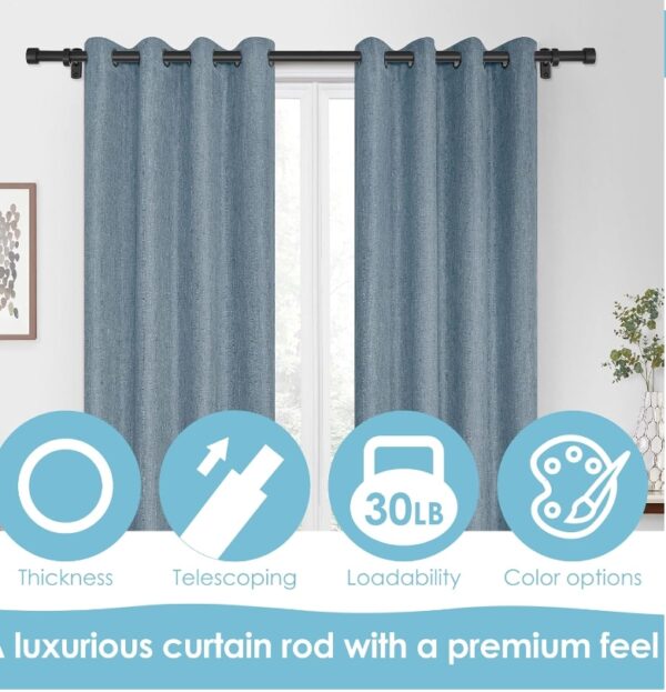 Black Curtain Rods for Window, 1 Inch Diameter Heavy Duty Adjustable Single Window Curtain Rod Set 32" to 168", Telescoping Window Drapery Rod with End Cap for Bedroom | EZ Auction