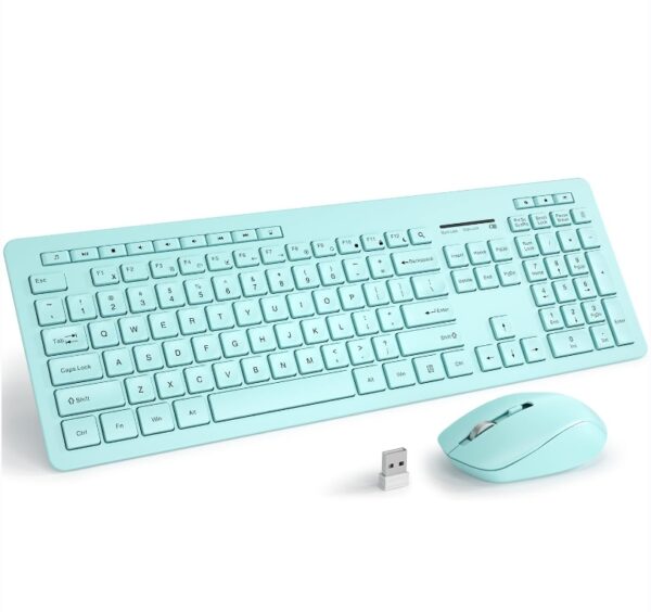 *** *** ILLUSTRATIVE IMAGE *** ***seenda Wireless Keyboard and Mouse Combo, 2.4GHz Wireless Quiet Keyboard Mouse with USB Receiver, Full Size Cute Teal Wireless Keyboard Mouse Set for Windows Laptop Computer Desktop, Blue | EZ Auction