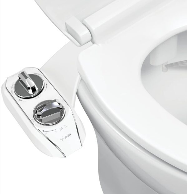 LUXE Bidet NEO 185 Plus - Only Patented Attachment for Toilet Seat, Innovative Hinges to Clean, Slide-in Easy Install, Advanced 360° Self-Clean, Dual Nozzles, Feminine & Rear Wash (Chrome) | EZ Auction