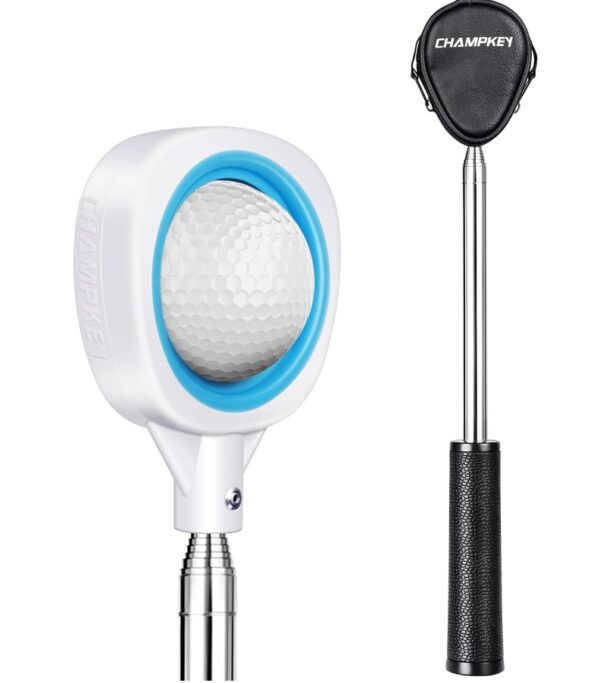 CHAMPKEY Two-Sided 6Ft / 9Ft / 12Ft / 14.5Ft Golf Ball Retriever Lite Version - Premium Stainless Steel Telescopic Golf Ball Picker- Come with Premium Head Cover | EZ Auction