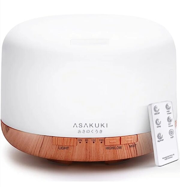 *** HAS NO CONTROL *** ASAKUKI 500ml Premium, Essential Oil Diffuser with Remote Control, 5 in 1 Ultrasonic Aromatherapy Fragrant Oil Humidifier Vaporizer, Timer and Auto-Off Safety Switch Brown | EZ Auction