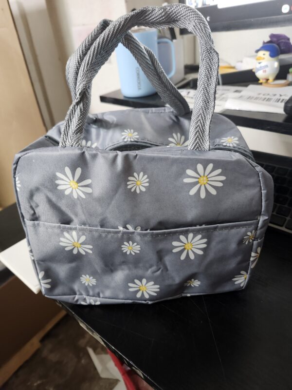 Sonuimy Insulated Lunch Bag Women Girls, Reusable Cute Tote Lunch Box for Adult & Men, Leakproof Cooler Lunch Bags for Work Office Travel School Picnic (Grey with White Daisy) | EZ Auction