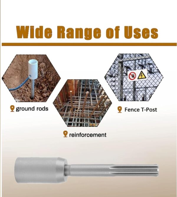 T Post Driver, T Post Rammer, T Post Driver Attachment, Fence Post Driver, Hand Post Pounder Hammer Drill Attachment with 5 Pits Shank Steel Fence Post Driver 20cm Length (45mm) | EZ Auction