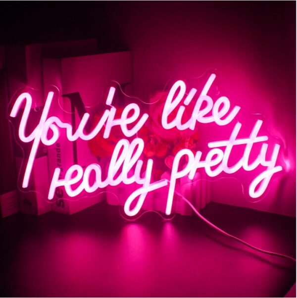 Lucunstar You're Like Really Pretty Neon Sign,Led Sign,Pink Led Neon Light for Wall Decor,Neon Signs for Wall Decor,Light Sign for Wedding,USB Connectivity Led Neon Sign for Bedroom,Home Wall Decor | EZ Auction