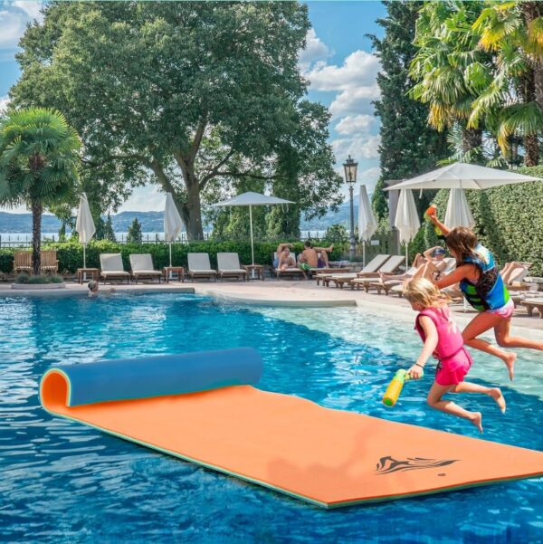 15 x 6 FT Floating Water Mat Foam Pad Lake Floats Lily Pad, 3-Layer XPE Water Pad with Storage Straps for Adults Outdoor Water Activities | EZ Auction