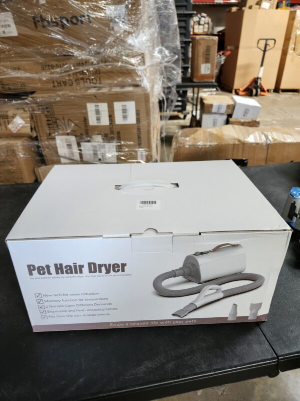 *COLOR BEIGE* Pet-Hair-Dryer, Dog Dryer with 5 Nozzle 5.2HP/3800W Pet Grooming Dryer with Adjustable Speed and Temperature Control Dog Blow Dryer | EZ Auction