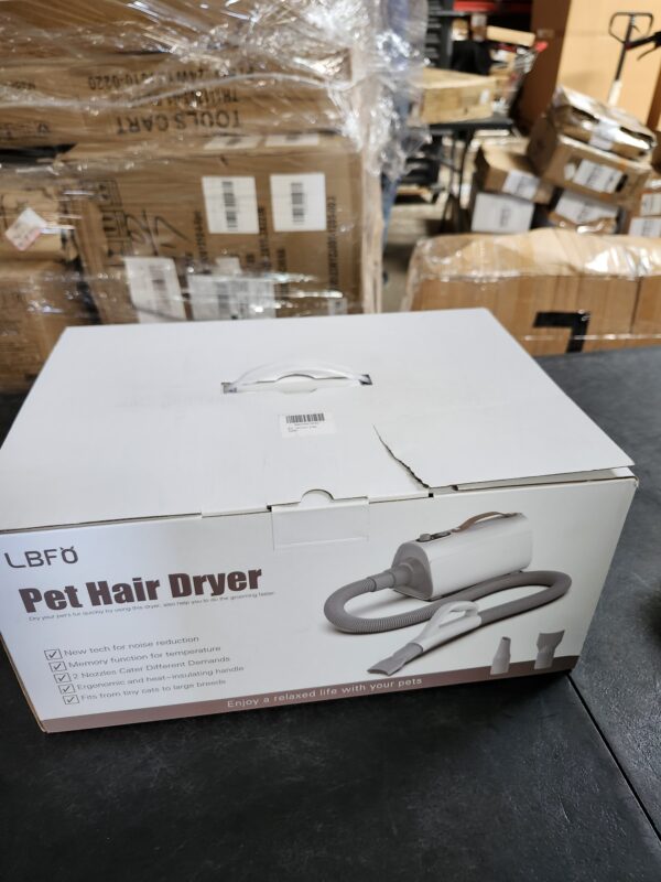 COLOR BEIGE Large Dog Grooming Dryer - 5.2HP 3800W High Velocity Hair Dryer with Heater, Adjustable Temperature, and 4 Nozzles | EZ Auction