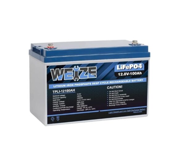 Weize 12V 100Ah LiFePO4 Lithium Battery, Built-in Smart BMS, Low Temperature Protection Group 31 Deep Cycle Battery for Trolling Motor, RV, Solar, Marine, Camping and Off Grid Applications (Pack OF 1) | EZ Auction