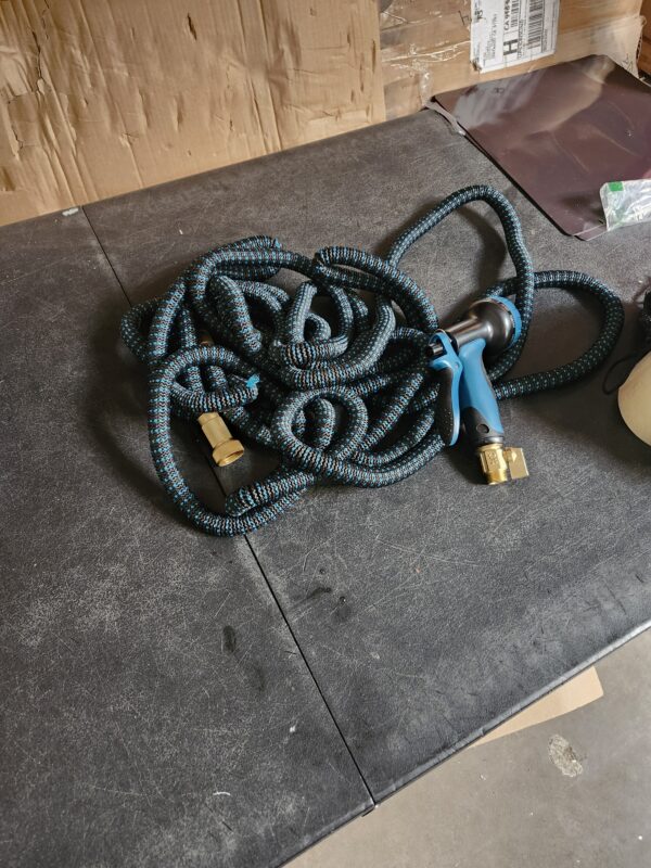 100 ft Expandable Garden Hose - Kink Free Flexible Water Hose 100ft with 10 Pattern Spray Nozzle, 3/4 Solid Brass Connectors, Retractable Latex Core - Lightweight Expanding Hose | EZ Auction